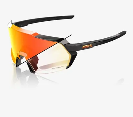 ÓCULOS 100% KORBIN - GLOSS METALLIC BLACK - ORANGE FLASH MIRROR PHOTOCHROMIC PRETO