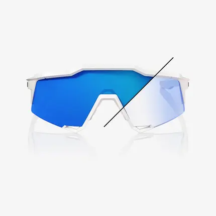 ÓCULOS 100% SPEEDCRAFT - BASTILLE LE - PEARL WHITE GLITTER - BLUE MIRROR PHOTOCHROMIC PRETO