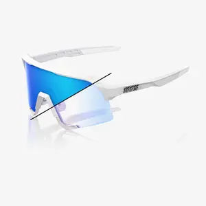 ÓCULOS 100% S3 - BASTILLE LE - PEARL WHITE GLITTER - BLUE MIRROR PHOTOCHROMIC PRETO