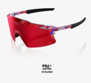 ÓCULOS 100% AEROCRAFT LE FDJ GLOSS TRANSLUCENT RED/ BLUE - HIPER FIRE RED MIRROR LENS